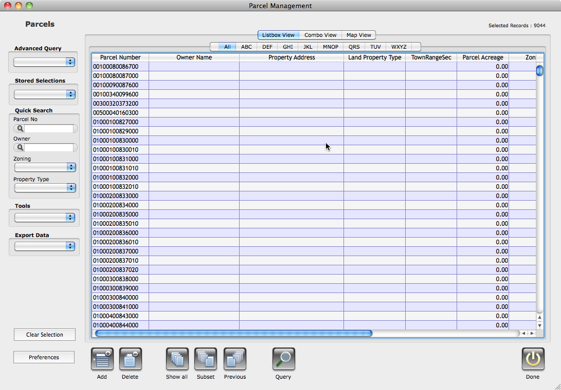 Parcel Management Console