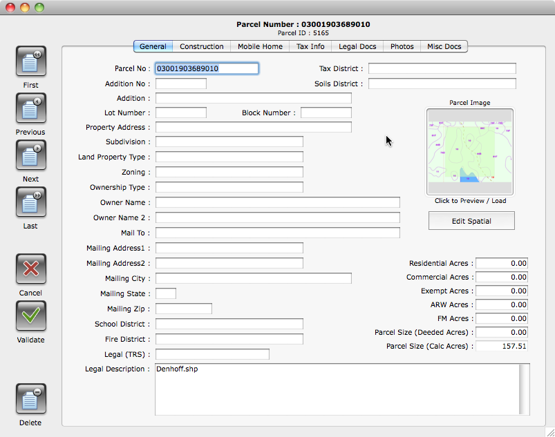 Parcel Input Form